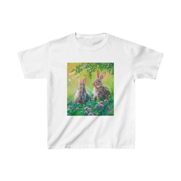 Bunny Hugs & Clover Kisses - Two Bunny Buddies - Kids Heavy Cotton™ Tee - MD - Image 3